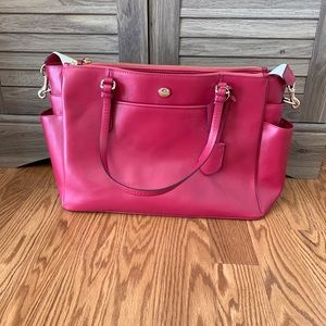Peyton Berry leather Coach diaper bag